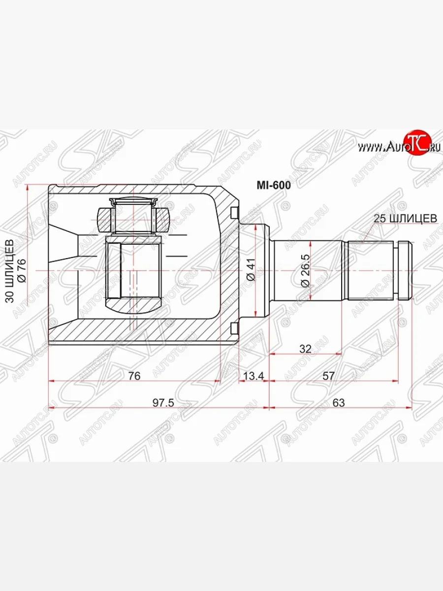 Шрус (внутренний) SAT (30*25*42 мм)  Mitsubishi  Colt  CJ0 хэтчбэк 3 дв., Dion  CR6W,CR9W, Galant  8, Lancer  8, Mirage  CJ,CK,CL,CM  в Перми Пермском крае