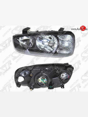 Фара левая передняя SAT (черная) Hyundai Elantra  XD (2000-2003) седан дорестайлинг