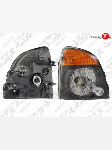 Фара передняя SAT (левая, черная) Hyundai Porter  AU,KR (1996-2011)