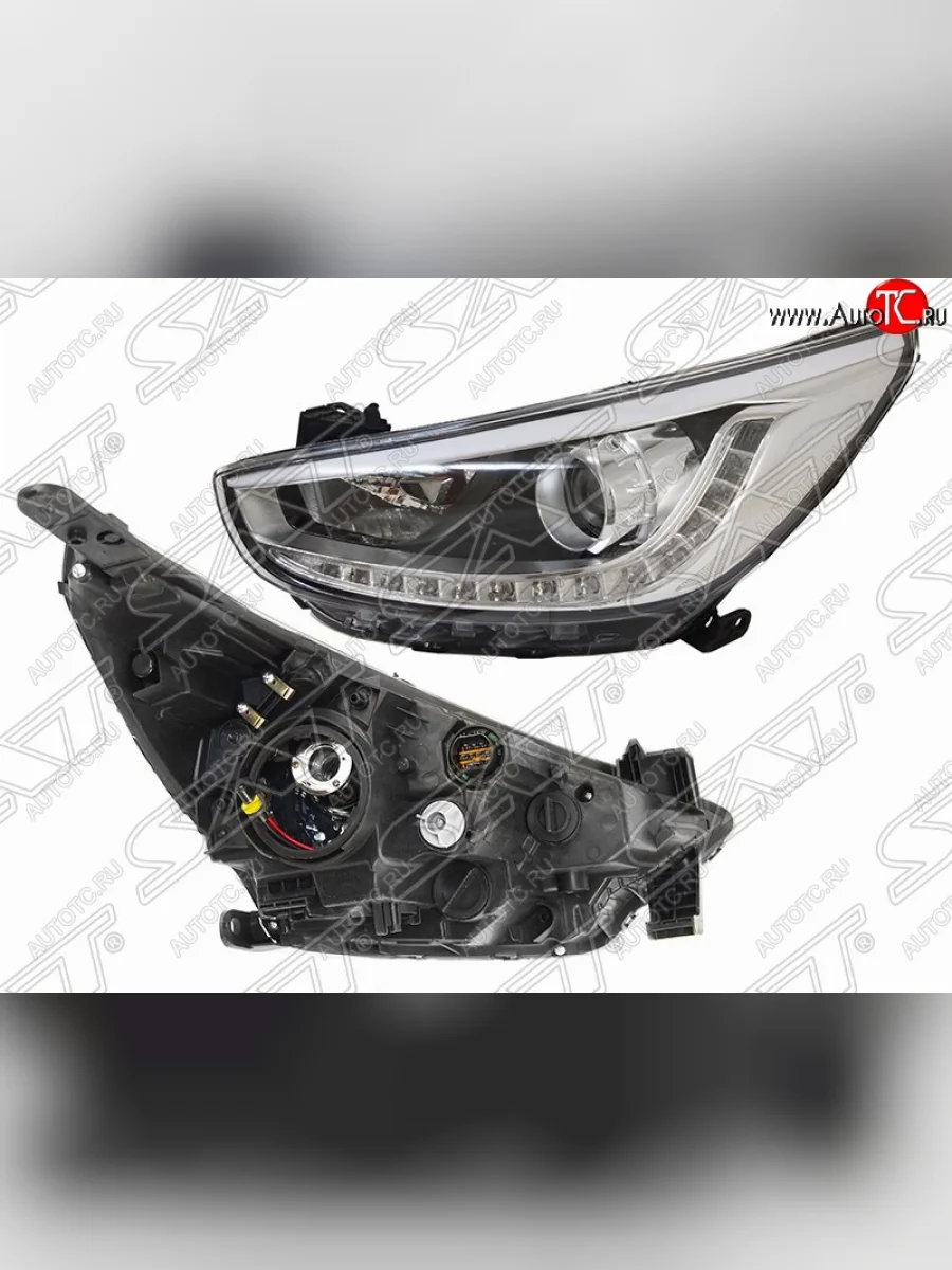 Левая фара передняя SAT (под корректор, ДХО) Hyundai Solaris RBr хэтчбэк дорестайлинг (2010-2014)  в Керчи Республика Крым