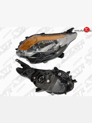 Левая передняя фара SAT (черная) Mitsubishi L200 5 KK,KL дорестайлинг (2015-2019)