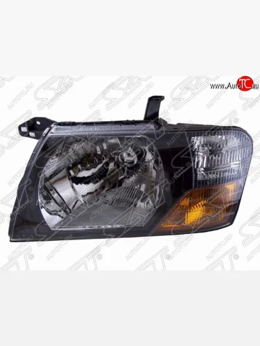 Левая фара передняя SAT (черная) Mitsubishi Pajero  3 V70 (1999-2003) дорестайлинг