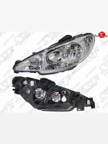 Левая фара передняя (хрусталь, под корректор) SAT Peugeot 206 хэтчбэк 5 дв. 2AC дорестайлинг (1998-2003)