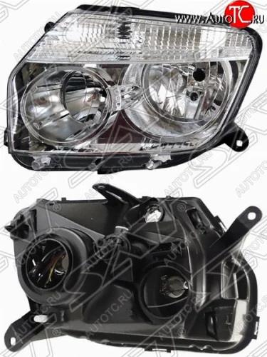 Левая фара передняя SAT (хром) Renault Duster HS дорестайлинг (2010-2015)