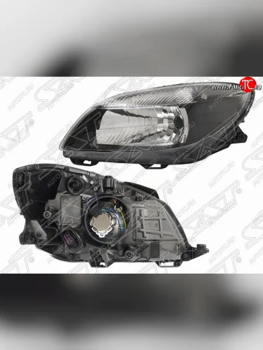 Левая фара передняя SAT (черная) Skoda Fabia Mk2 универсал рестайлинг (2010-2014)