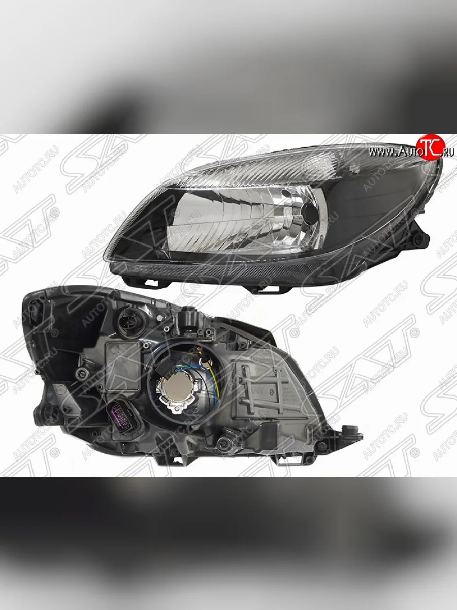 Левая фара передняя SAT (черная) Skoda Fabia Mk2 универсал рестайлинг (2010-2014)  в Перми Пермском крае