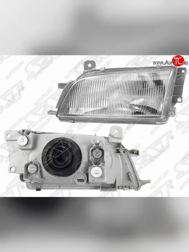 Левая фара передняя SAT (хрусталь, вертикальное крепление) Toyota Caldina T210 дорестайлинг универсал (1997-1999)