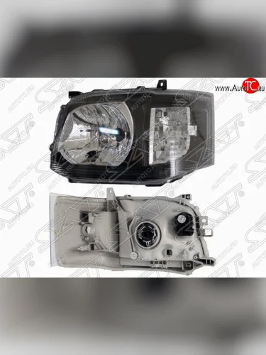 Левая фара передняя SAT (черная) Toyota Hiace  H200 (2010-2013) минивэн (Япония) 2-ой рестайлинг
