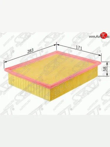 Фильтр воздушный двигателя SAT (283х171х58 mm) Mercedes-Benz E-Class ( W124,  S124) (1984-1996) седан дорестайлинг, универсал рестайлинг