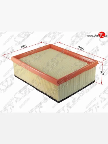 Фильтр воздушный двигателя (1.4/1.6, 205х168х72 mm) SAT Peugeot 206 ( хэтчбэк 5 дв.,  хэтчбэк 3 дв.,  универсал,  седан) (1998-2009) 2AC дорестайлинг, 2EK рестайлинг, 2AC рестайлинг, 2B рестайлинг