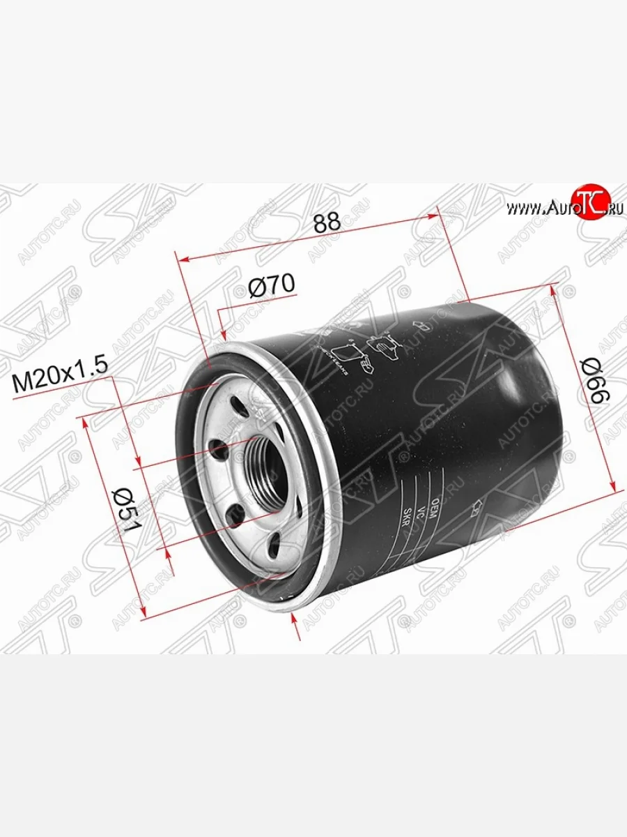 Фильтр масляный SAT (2.0 4B11, 2.2 DI-D 4HK/4HN, 2.4 4B12, 3.0 6B31, 4G64, 4G32, 4G) Mitsubishi Galant 8  дорестайлинг седан (1996-1998)  в Керчи Республика Крым