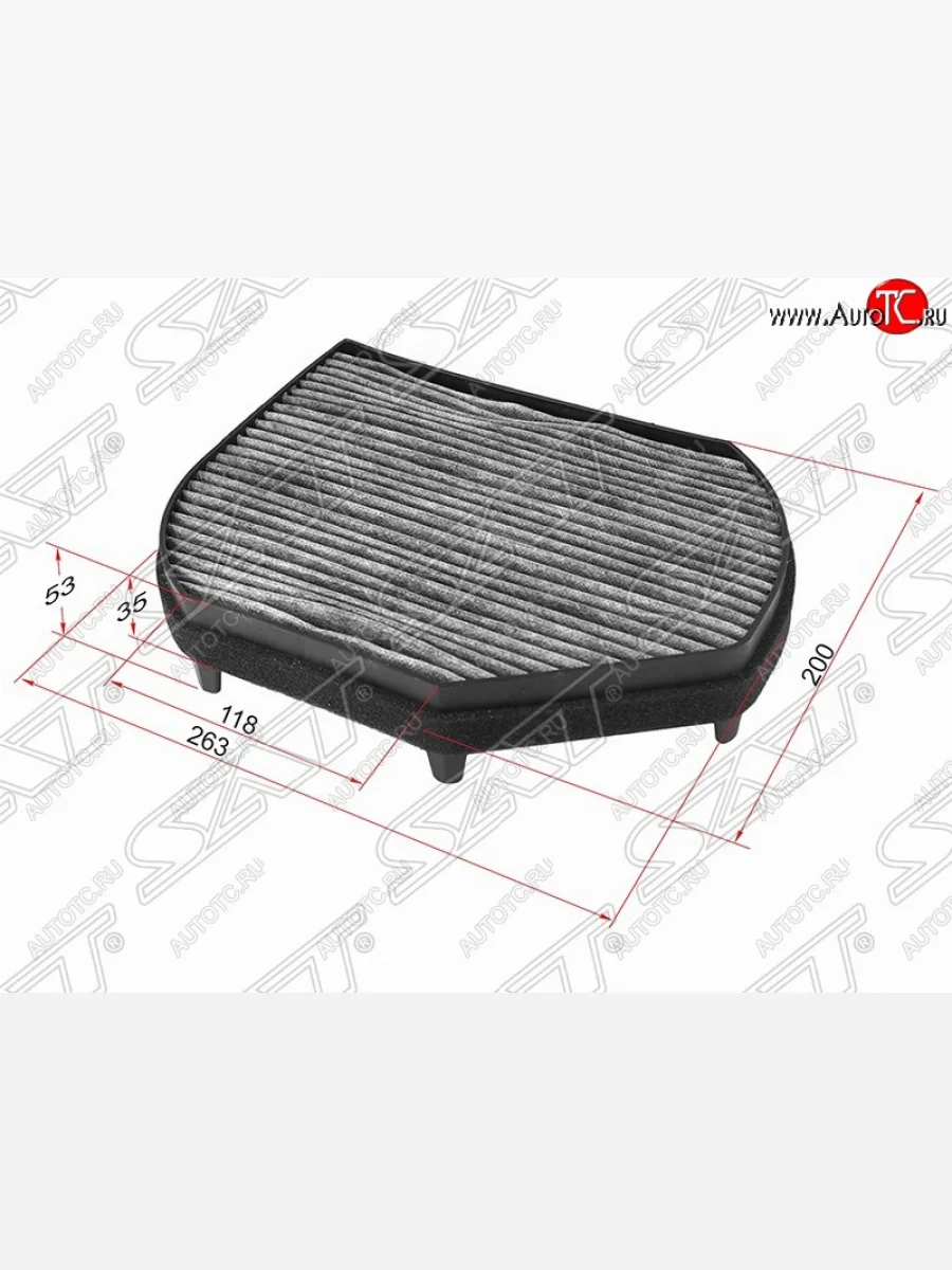 Фильтр салонный SAT (угольный 263х200х53/35 mm)  Mercedes-Benz  C-Class ( S202,  W202), E-Class  W210, SLK class  R170  в Воронеже Воронежской области