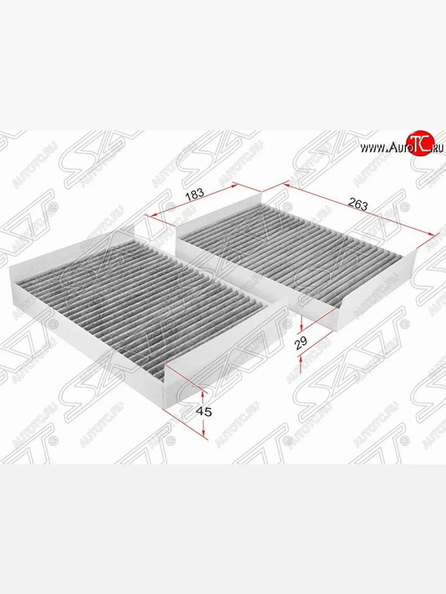 Фильтр салонный SAT (комплект, угольный, 263х183х45/29 mm)  Mercedes-Benz  CL class  C216, S class  5 W221  в Керчи Республика Крым