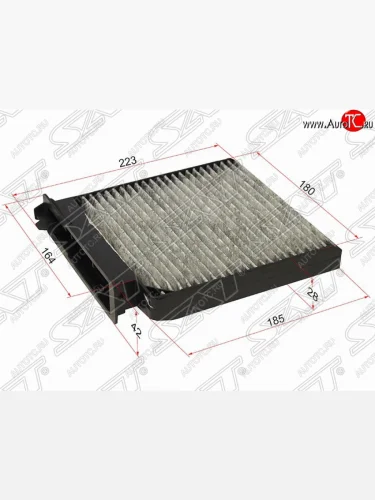 Фильтр салонный SAT (угольный, 223/185х180/164х42/28 mm) Nissan Micra  K12 (2002-2010), Nissan Note  1 (2004-2013), Nissan Teana  3 L33 (2014-2020), Renault Clio ( CB,  BB,  KR,  CR,  BR) (1998-2013), Renault Duster  HS (2010-2015), Renault Logan  1 (2004-2016), Renault Sandero  (BS) (2009-2014), Renault Sandero Stepway  (BS) (2010-2014)