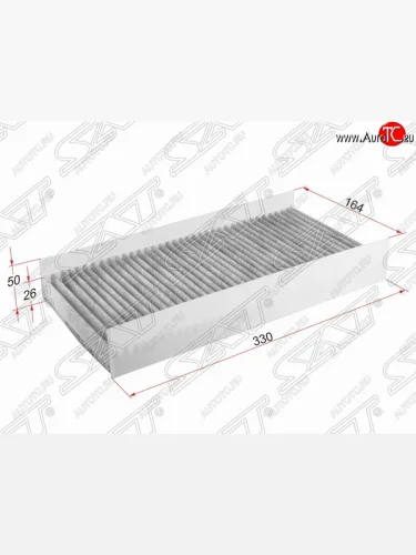 Фильтр салонный SAT (угольный, 330х164х50/26 mm) Opel Corsa  C - Vectra  C