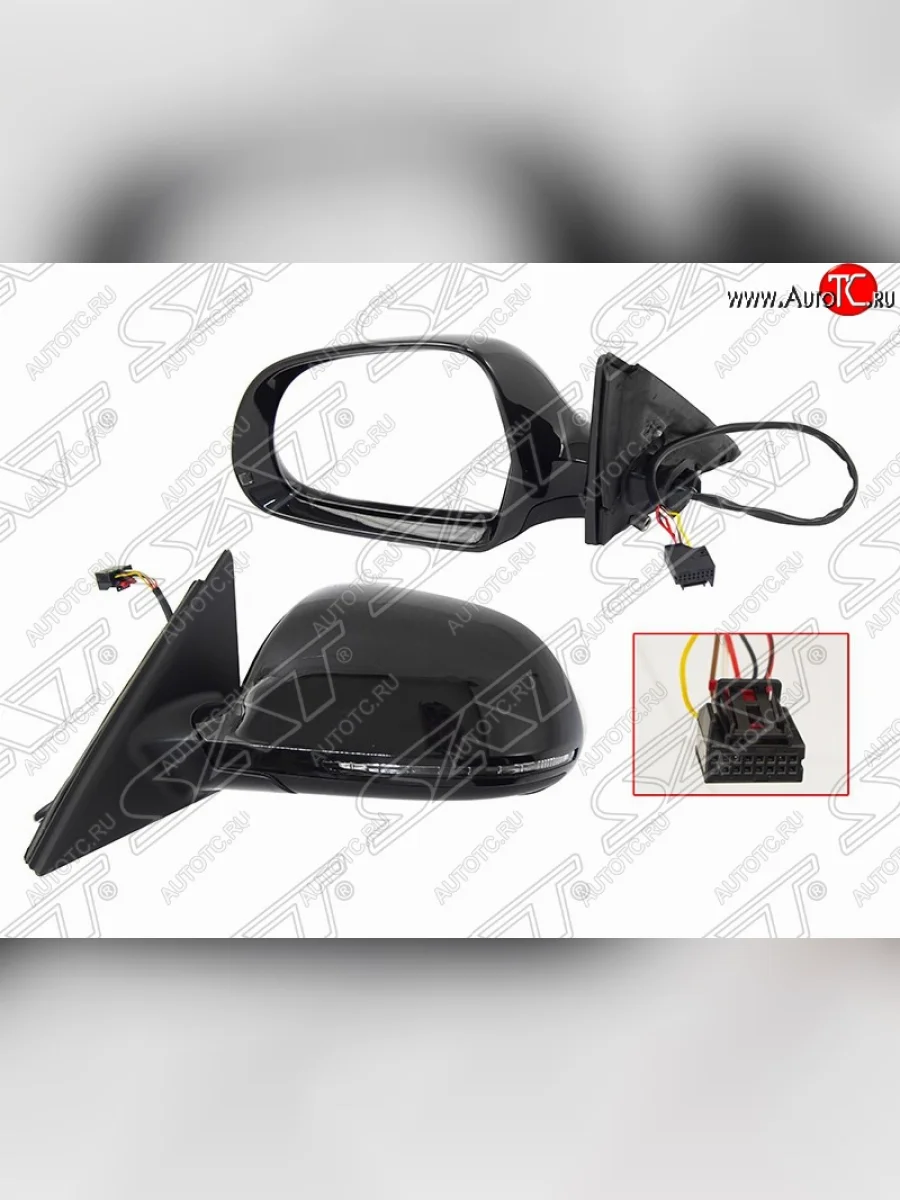 Левое боковое зеркало заднего вида SAT (6 контактов) Audi A4 B8 дорестайлинг, универсал (2007-2011) (Неокрашенное)  в Перми Пермском крае