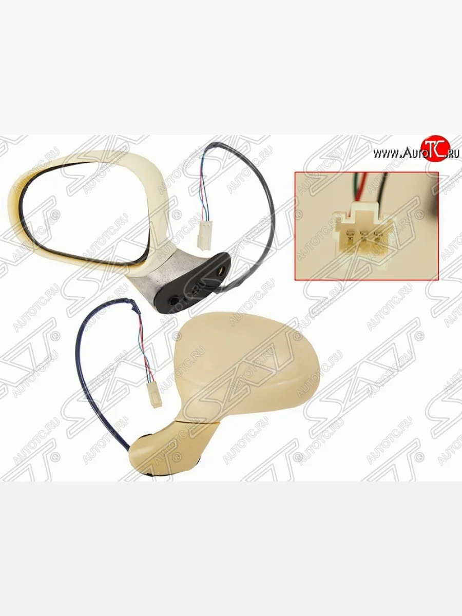 Левое боковое зеркало заднего вида SAT (электрическое, сборка Узбекистан) Daewoo Matiz M150 рестайлинг (2000-2016) (Неокрашенное)  в Перми Пермском крае