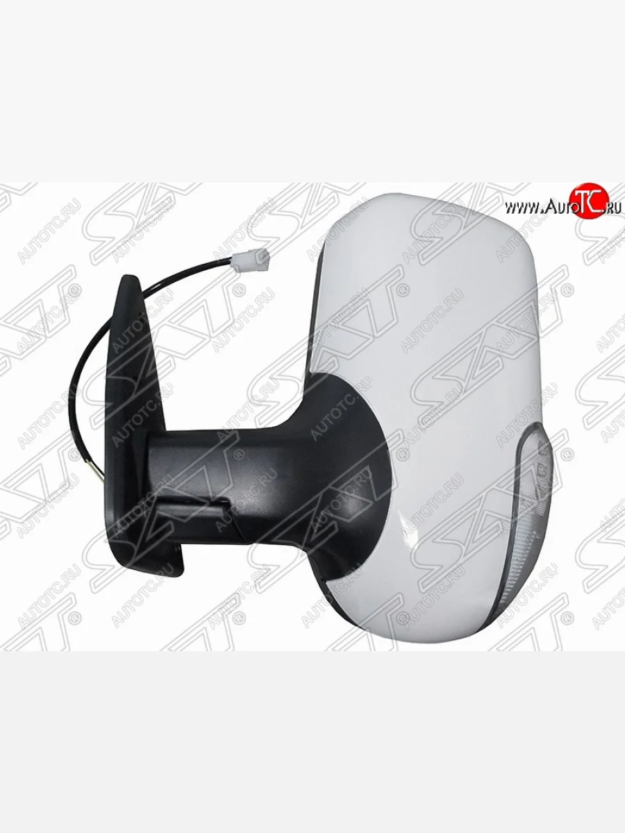 Левое боковое зеркало заднего вида SAT (механическое, поворотник, 2 контакта) ГАЗ Соболь 2217 Бизнес автобус 2-ой рестайлинг автобус (2010-2025) (Белое)  в Перми Пермском крае