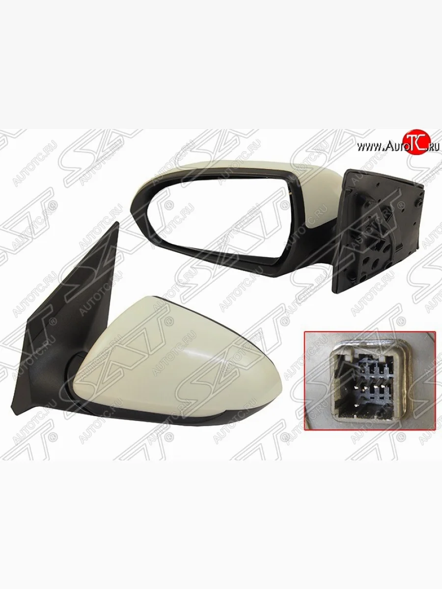 Левое боковое зеркало заднего вида SAT (обогрев, поворот, 6 контактов) Hyundai Solaris HCR седан дорестайлинг (2017-2020) (Неокрашенное)  в Самаре Самарской области