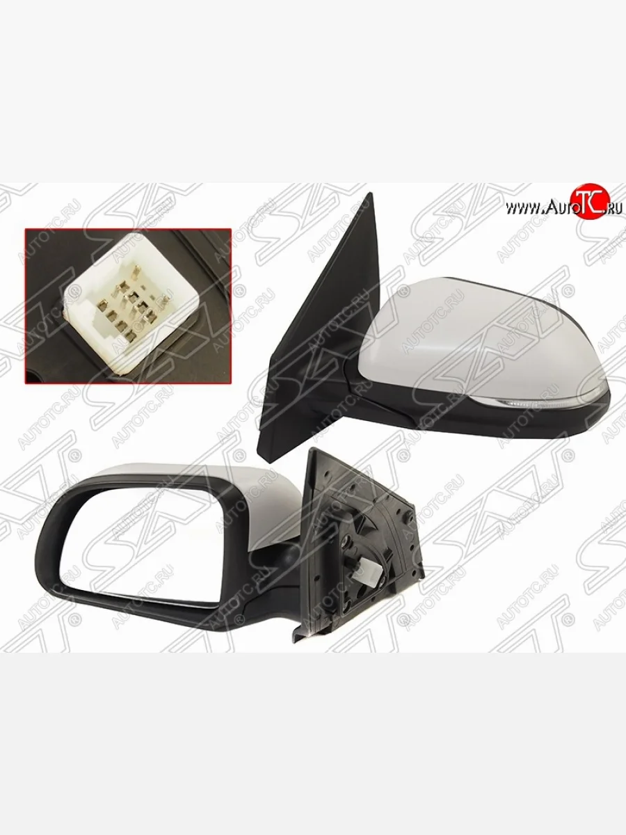 Левое боковое зеркало заднего вида SAT (обогрев, поворот, 6 контактов) KIA Rio X-line (2017-2021) (Неокрашенное)  в Самаре Самарской области