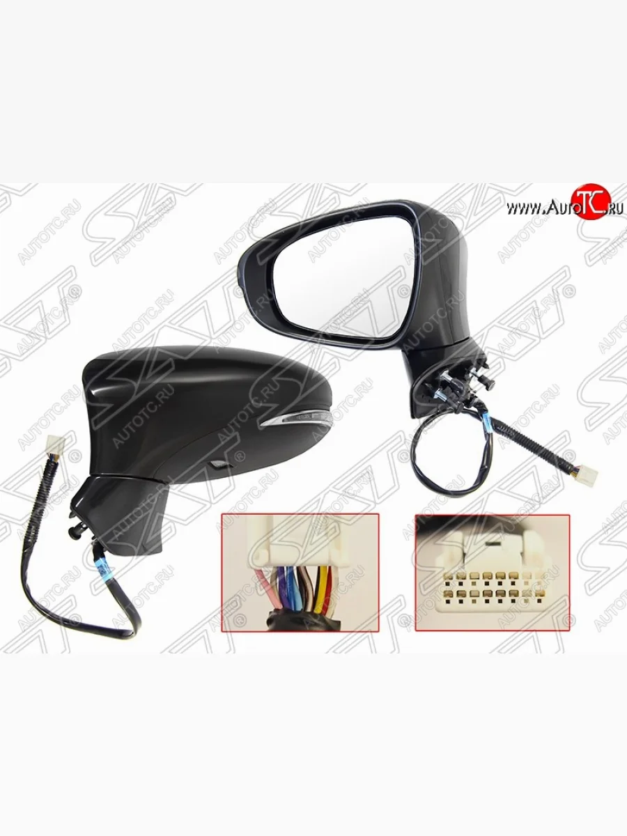 Левое боковое зеркало заднего вида SAT (складное, обогрев, поворотник, память, 11 контактов) Lexus ES250 XV60 дорестайлинг (2012-2015) (Неокрашенное)  в Самаре Самарской области