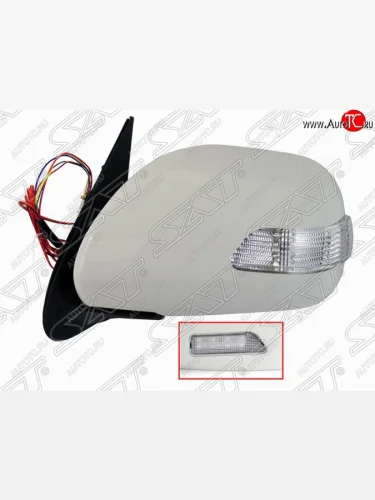 Левое боковое зеркало заднего вида SAT (складное, обогрев, поворот, подсветка, 11 контактов) Toyota Hiace  H200 (2004-2017) минивэн (Япония) дорестайлинг , минивэн (Япония) 1-ый рестайлинг, минивэн (Япония) 2-ой рестайлинг, минивэн (Япония) 3-ий рестайлинг