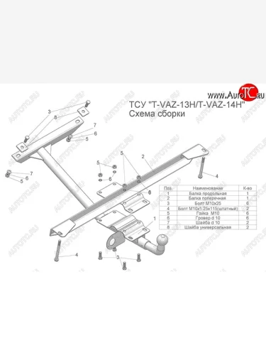 Фаркоп Лидер Плюс (разборной, шар тип Н) Лада ВАЗ 2108 (1984-2003)