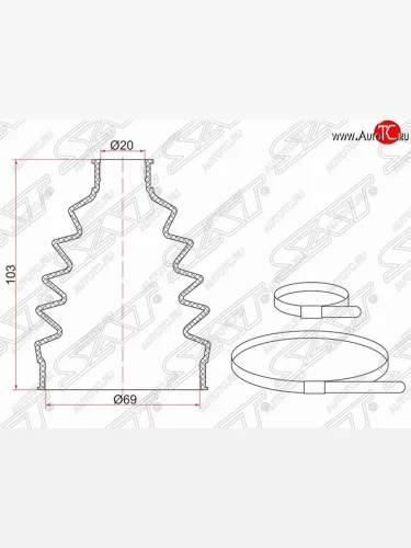 Пыльник ШРУСа SAT (1.2, ABS, 2 хомута, резина) Chevrolet Aveo T200 хэтчбек 5 дв (2002-2008)