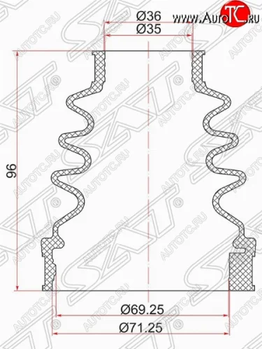 Пыльник ШРУСа SAT (внутренний/левый) Peugeot 206 хэтчбэк 3 дв. 2AC дорестайлинг (1998-2003)
