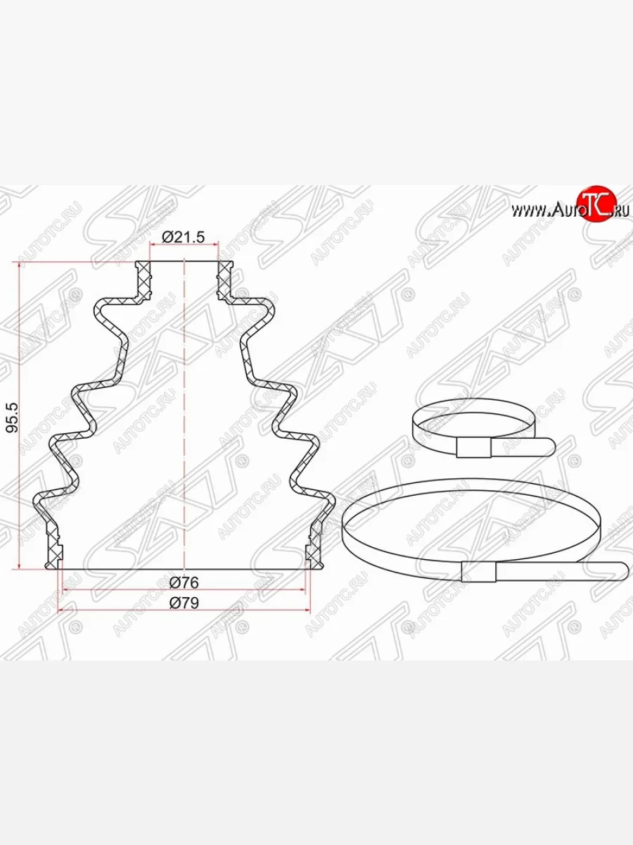 Пыльник ШРУСа (наружный) SAT (1,6, 2 хомута) Daewoo Lanos T150 хэтчбэк 5 дв. рестайлинг (2002-2008)  в Перми Пермском крае