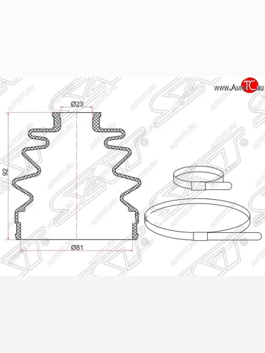 Пыльник ШРУСа (наружный) SAT (2 хомута. резина) Ford C-max Mk1 доресталинг (2003-2007)