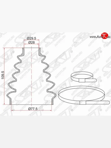 Пыльник ШРУСа SAT (наружный, 2 хомута, резина, 1.4/1.6) Ford Focus 3 хэтчбэк дорестайлинг (2010-2015)