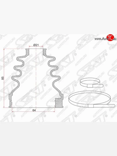 Пыльник ШРУСа SAT (1.8/2.0, 2 хомута, резина) Ford Focus 3 хэтчбэк дорестайлинг (2010-2015)