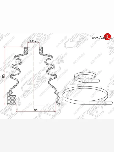 Пыльник ШРУСа SAT (внутренний/задний/правый) Honda CR-V  RE1,RE2,RE3,RE4,RE5,RE7 (2007-2012) дорестайлинг, рестайлинг