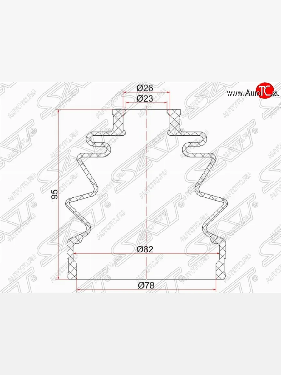 Пыльник ШРУСа наружный SAT (2 хомута, резина)  Honda Accord (1997-2002) 6 CF  в Керчи Республика Крым