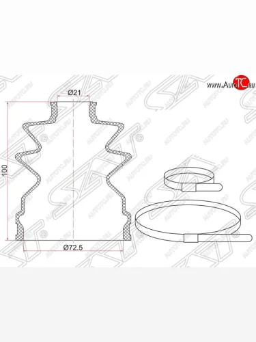 Пыльник ШРУСа SAT (наружный, 2 хомута. резина) Honda CR-V RM1,RM3,RM4 рестайлинг (2014-2018)