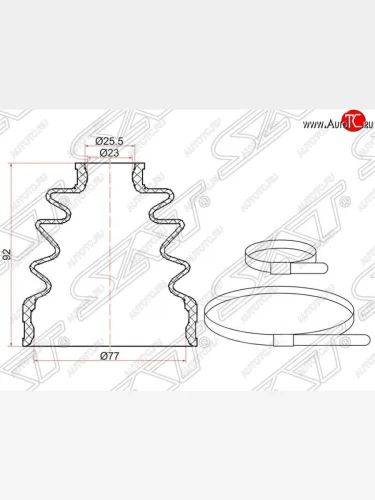 Пыльник ШРУСа SAT (внутренний/передний) Honda CR-V RD4,RD5,RD6,RD7,RD9  рестайлинг (2004-2006)