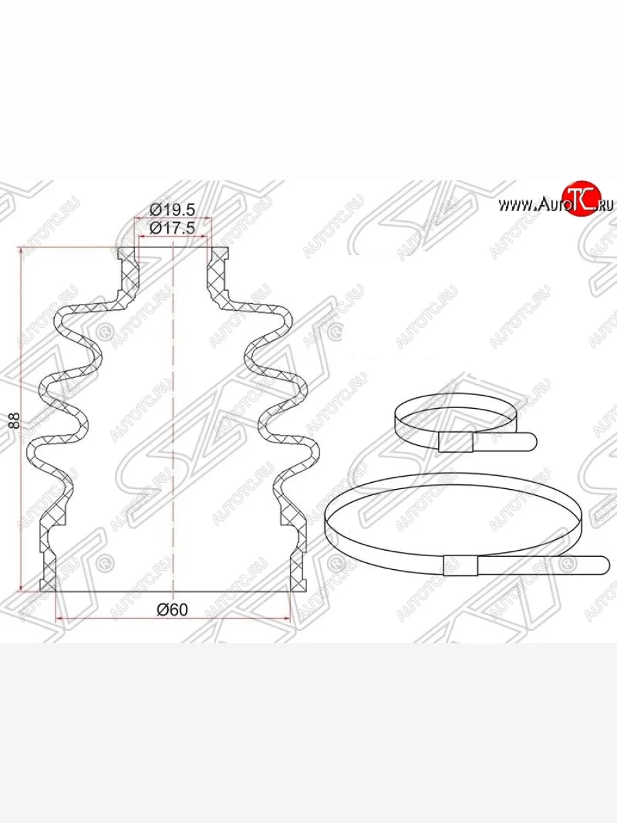 Пыльник ШРУСа SAT (наружный) Honda CR-V RD1,RD2,RD3  дорестайлинг (1995-1998)  в Самаре Самарской области