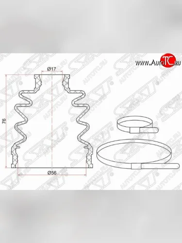 Пыльник ШРУСа задний SAT (внутренний, 2 хомута. резина) Honda CR-V RD4,RD5,RD6,RD7,RD9  рестайлинг (2004-2006)