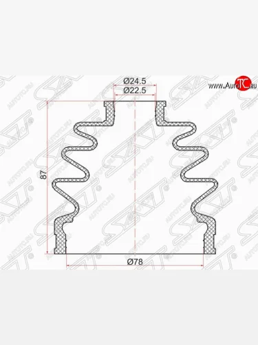 Пыльник ШРУСа SAT (наружный, 2 хомута, резина) Hyundai Tucson JM (2004-2010)
