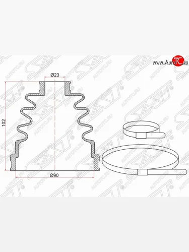 Пыльник ШРУСа SAT (наружный, 2 хомута, термопластик) Hyundai Sonata  EF (2001-2013), Nissan Teana  1 J31 (2003-2005)