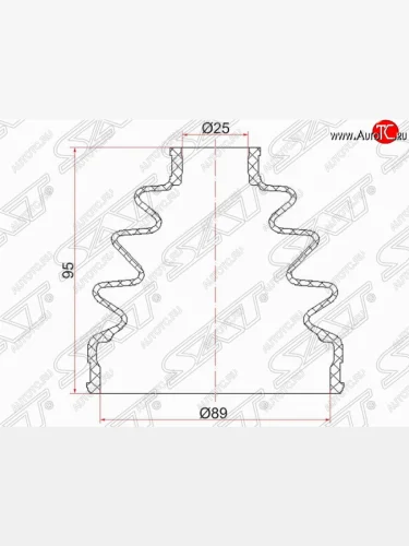 Пыльник ШРУСа SAT (наружный, 2 хомута, резина) Isuzu Elf (NPR75)  дорестайлинг (1993-2004)