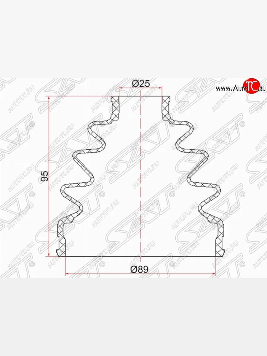 Пыльник ШРУСа SAT (наружный, 2 хомута, резина) Isuzu Elf (NPR75)  дорестайлинг (1993-2004)  в Самаре Самарской области