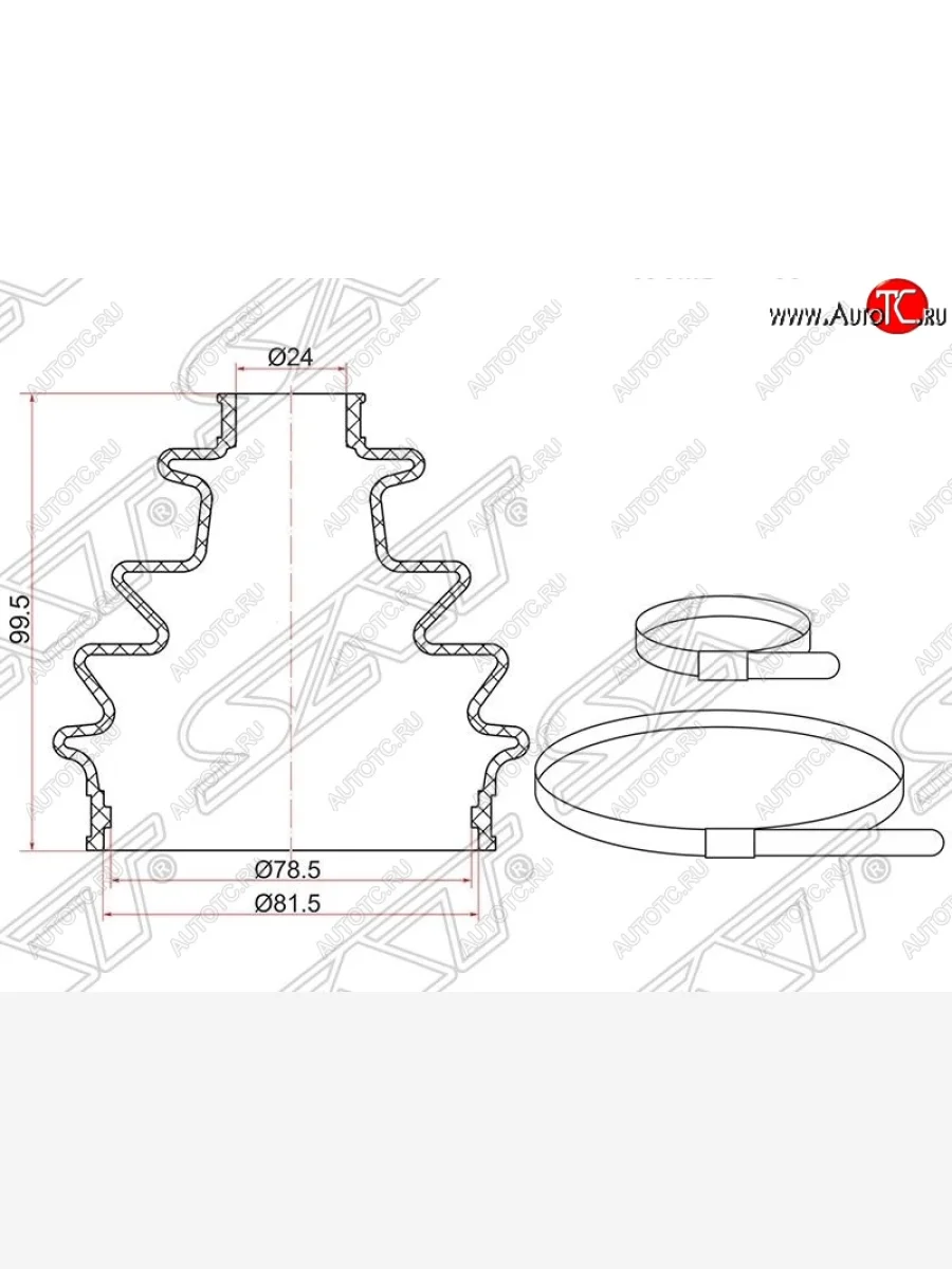 Пыльник ШРУСа SAT (наружный, 2 хомута, резина) KIA Ceed 1 ED дорестайлинг, хэтчбэк 5 дв. (2006-2010)  в Перми Пермском крае