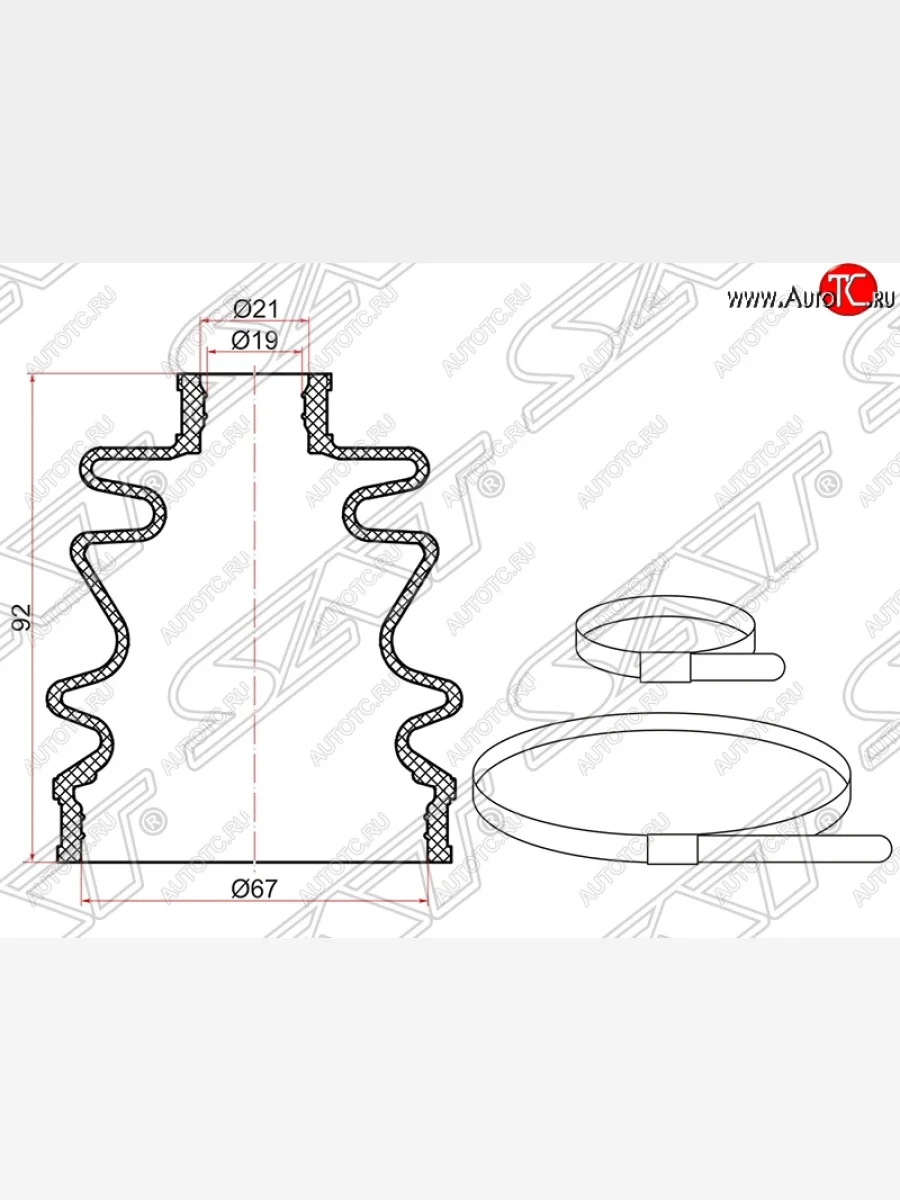 Пыльник ШРУС SAT (внутренний, 2 хомута, резина) KIA Picanto 1 SA хэтчбэк 5 дв. 1-ый рестайлинг (2007-2010)  в Перми Пермском крае