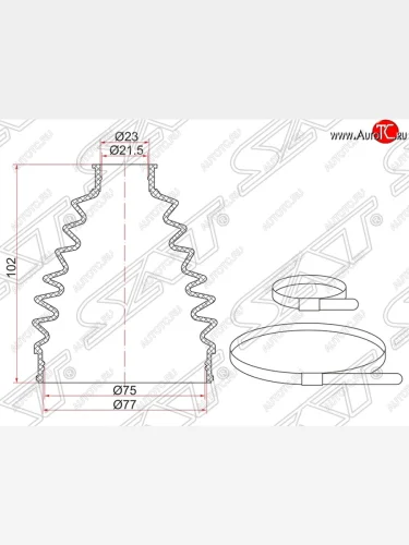 Пыльник ШРУСа (наружный) SAT (2 хомута. резина) Mazda 3/Axela BL дорестайлинг, хэтчбэк 5 дв. (2009-2011)