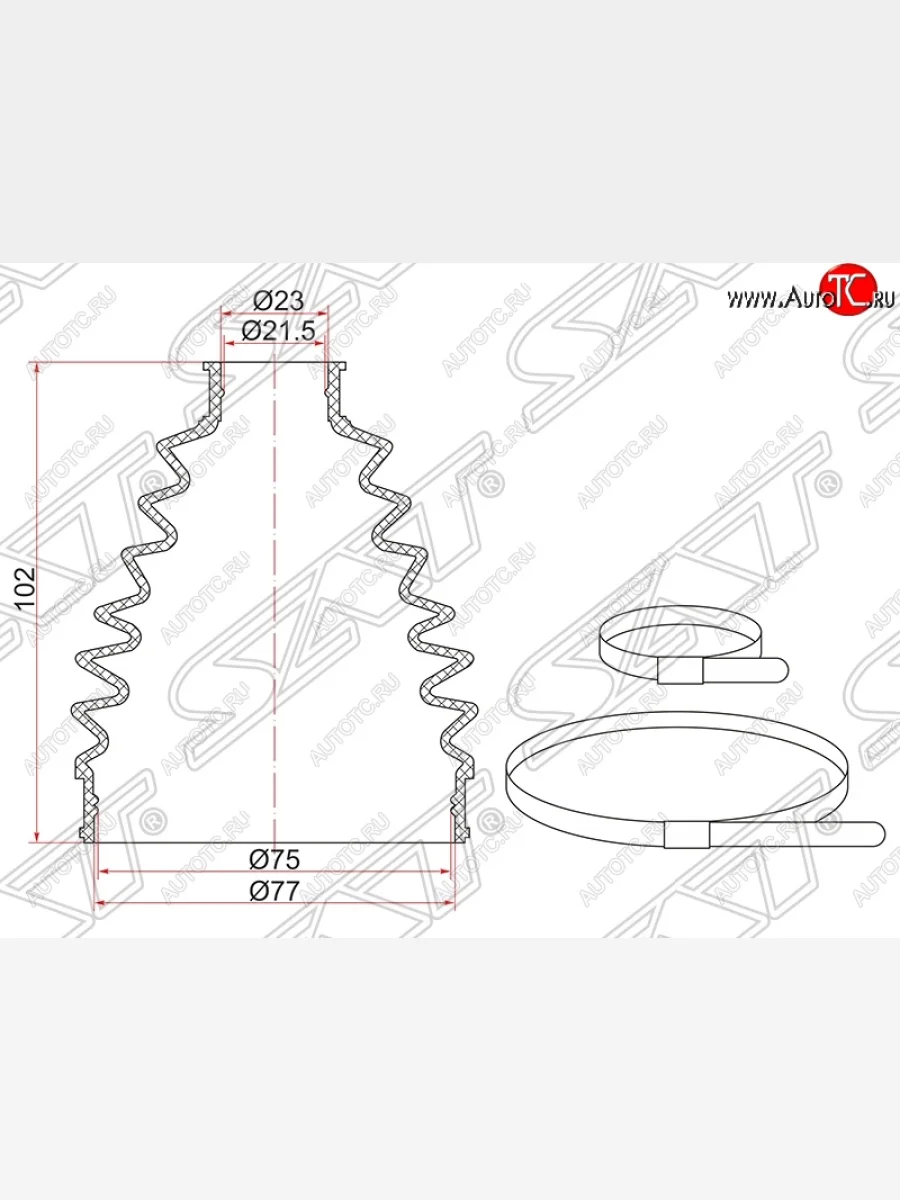 Пыльник ШРУСа (наружный) SAT (2 хомута. резина) Mazda 3/Axela BL дорестайлинг, хэтчбэк 5 дв. (2009-2011)  в Керчи Республика Крым