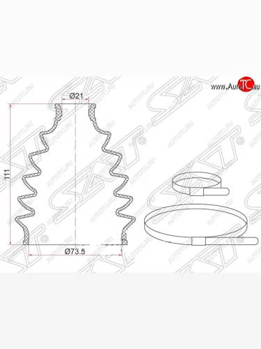 Пыльник ШРУСа SAT (наружный, 2 хомута, резина) KIA Cerato  1 LD (2003-2008) седан дорестайлинг, хэтчбэк, седан рестайлинг