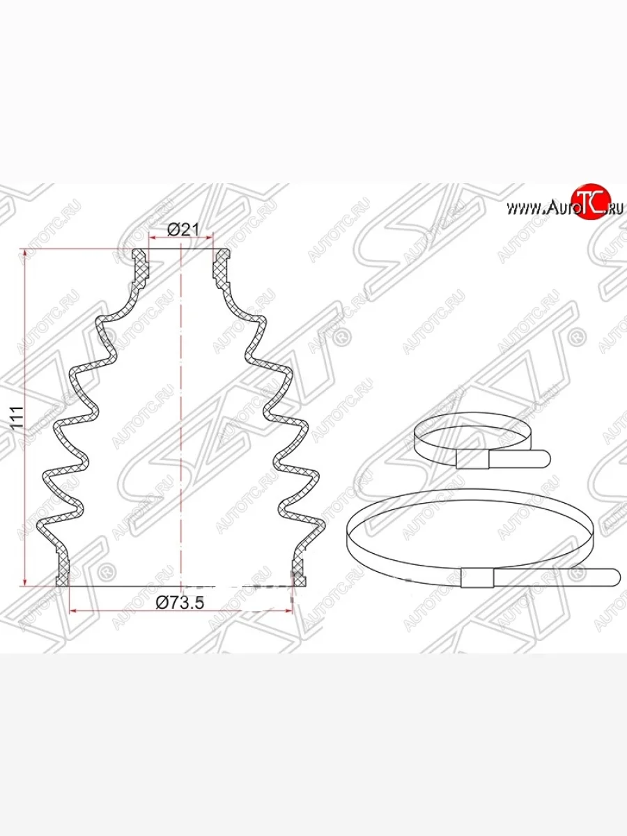 Пыльник ШРУСа SAT (наружный, 2 хомута, резина)  KIA Cerato (2003-2008) 1 LD  в Керчи Республика Крым