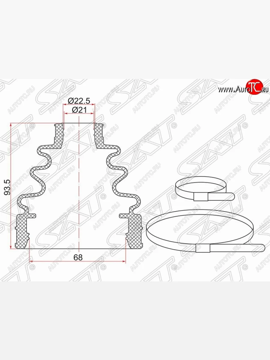 Пыльник ШРУСа SAT (внутренний, 2 хомута, резина) Mazda CX-5 KE рестайлинг (2015-2017)  в Керчи Республика Крым
